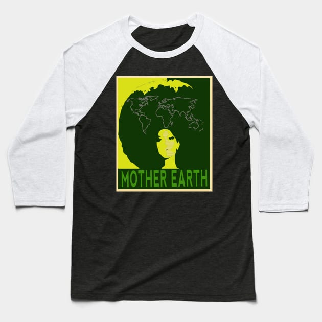 Black Mother Earth Baseball T-Shirt by IronLung Designs